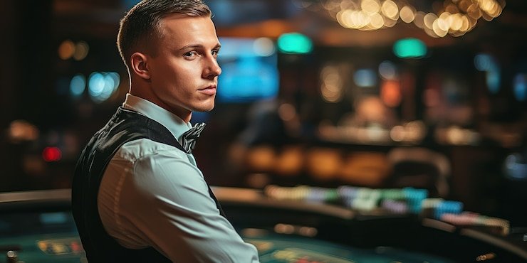 Live dealer studio with multi-camera broadcast setup